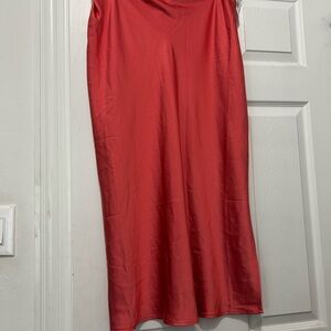 Old Navy Midi Slip Skirt Sz L salmon pink NWT Satin Side Slit Capsule